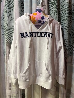 Blue 84 White Crewneck Hoodie with Navy 'NANTUCKET' Chest Lettering